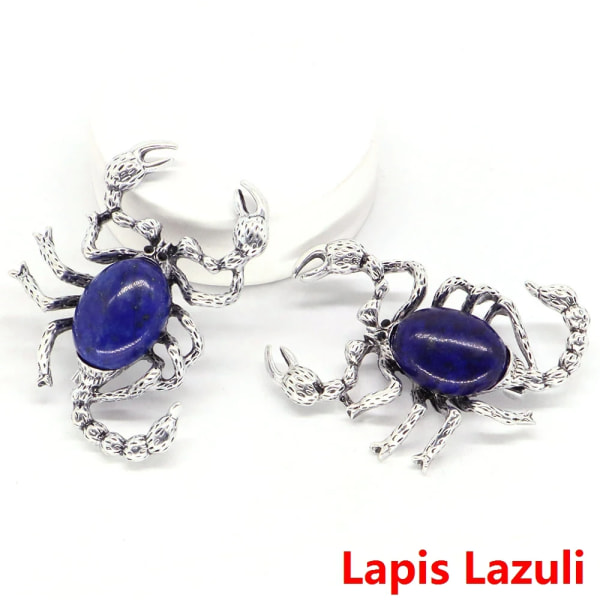 2" Scorpion Insekt Broscher Naturlig Healing Kristall Sten Pin Halsband Hänge Mode Smycken Pub Tillbehör För Kvinnor Man Presenter Lapis Lazuli 20 pcs
