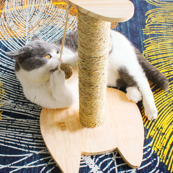 Cat Scratch Sisal Skrapstolpeleksak för katt Kattunge Klätterstolpe Kattskrapbräda Hopptorn med boll Kattskrapstolpe Grey