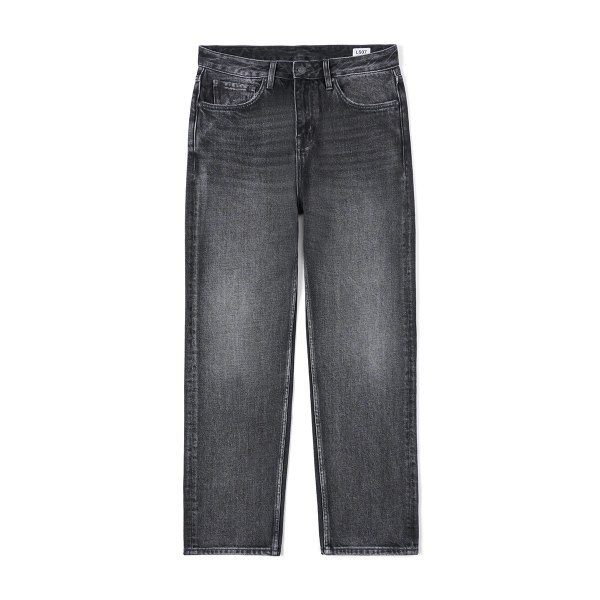 Hög standard 2023 Höst Vinter Nytt 15.02oz Tungvikt lösa raka jeans Herr Plus Size jeansbyxor Charcoal Black 33 REC 78-82.5KG