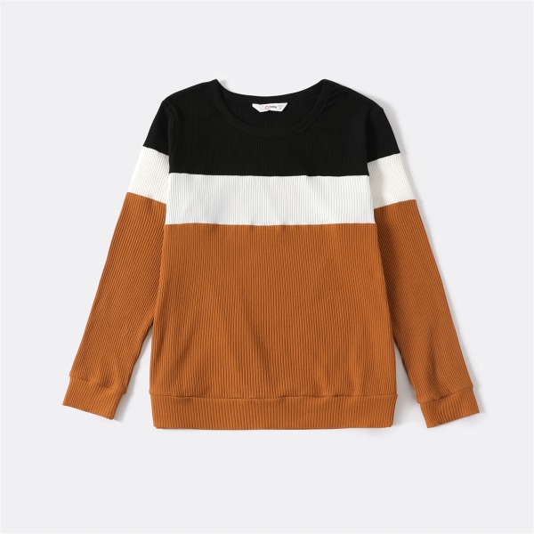 Färgblock Familjematchande långärmade tröjor med crewneck Color block Baby 6-9M
