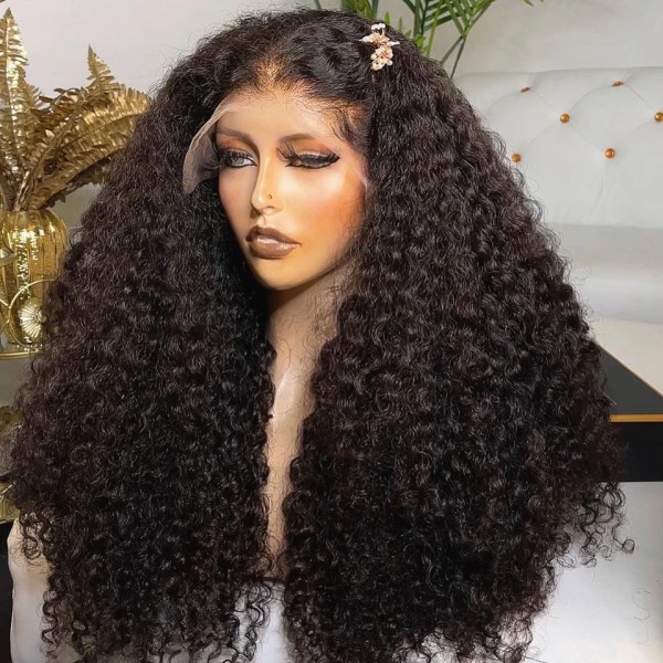 HD Water Wave 250 Densitet Deep Wave 30 40 Inch 13x4 Spets Front Människohår Peruk Brasiliansk Transparent Frontal Glueless Lockig Peruk 13x4 Lace Front Wig 38inches