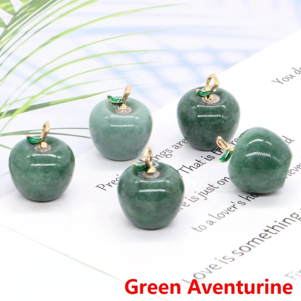 20mm Mini Apple Staty Hängen Naturlig Kristall Läkande Stenar Kvarts För Att göra Halsband Eardrop Smycken Tillbehör Partihandel Green Aventurine 20 pcs