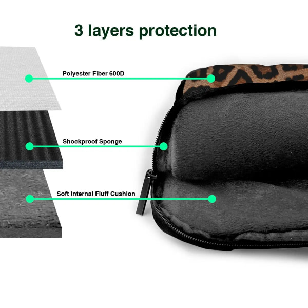 Print bärbar datorväska Spotted Leopard för Macbook Air Pro Microsoft 13 14 15 15.6 Case Fashion Shockproof Pouch 10 14"