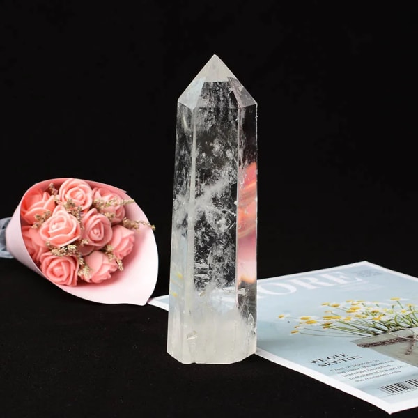 Hög kvalitet naturlig klar kvarts Stor storlek Transparens Quartz Point Healing Stone Kristall Prismor Obelisk Wand Sten Heminredning bsj022