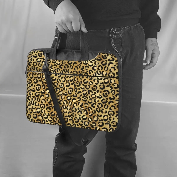 Guld Leopard bärbar datorväska Print för Macbook Air Pro Acer Dell 13 14 15 15.6 Case Travelmate Vattentät påse 3 13"