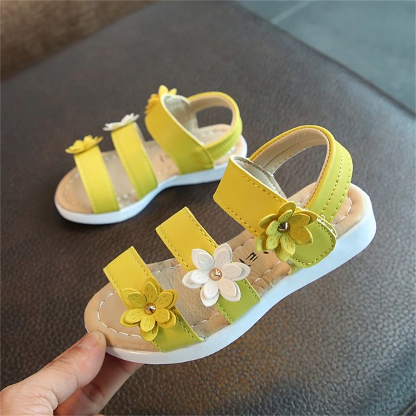 Toddler flicka ganska blommig dekor solida sandaler Gold Toddler US 7