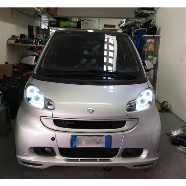 Bilstyling Dubbelfärg Vit Gul LED Halo Ring Bomullsljus För Brabus Smart Fortwo W451 Mk2 2008-2014 LED SMD Angel Eyes Kit