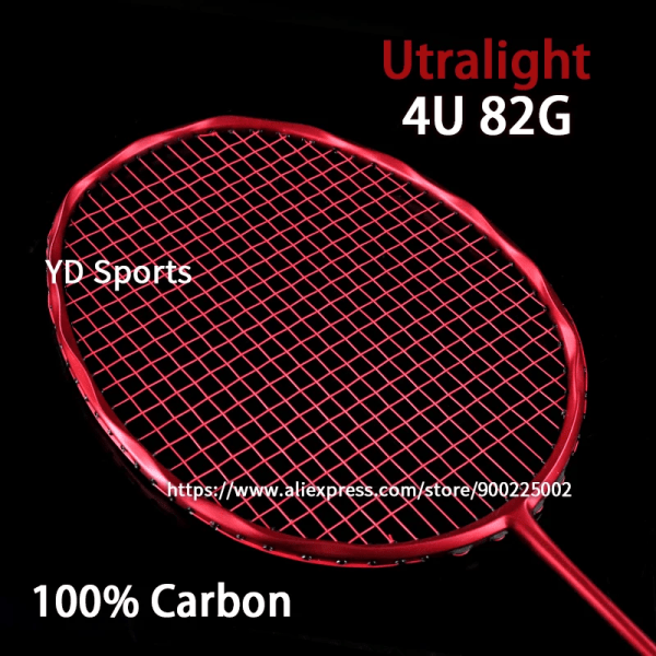 100 % kolfiber 4U vågbrytande vind badmintonracket Strung Professional Racket Max Spänning 30LBS Med Bag Speed ​​Sport Vuxna Black