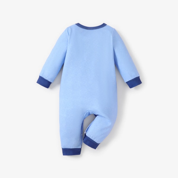 Baby Boy Basic Letter Långärmad Jumpsuit Colorblock 12-18Months