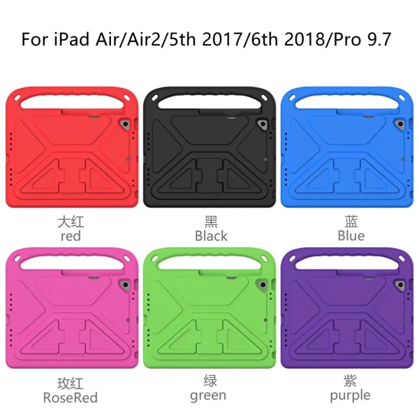 Case för ipad 5th Gen 2017 9,7" EVA case cover för ipad Air 1/2 / Pro 9,7 för ipad 6th Gen 9,7 tum 2018 ipad 6th A1893 A1954 Pink