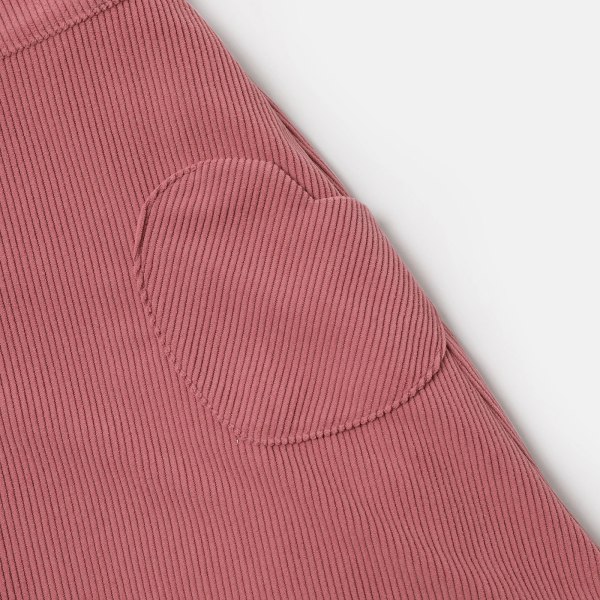 2st Kid Girl Button Design Mock Neck Långärmad T-shirt och fickdesign set pinkpurple 6-7 Years