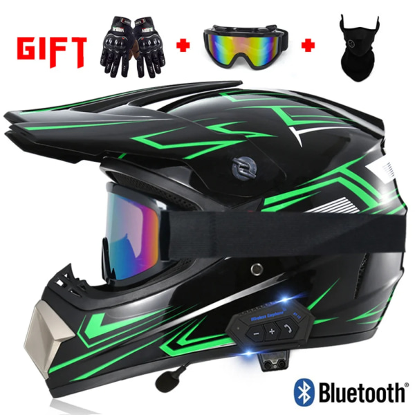 Motorcykel terränghjälm med Bluetooth Motorcykeltillbehör ATV Dirt DH Racing Motorcrosshjälmar för män Multiventilation I L