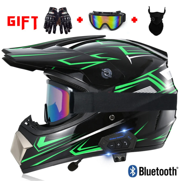 Motorcykel terränghjälm med Bluetooth Motorcykeltillbehör ATV Dirt DH Racing Motorcrosshjälmar för män Multiventilation I XL