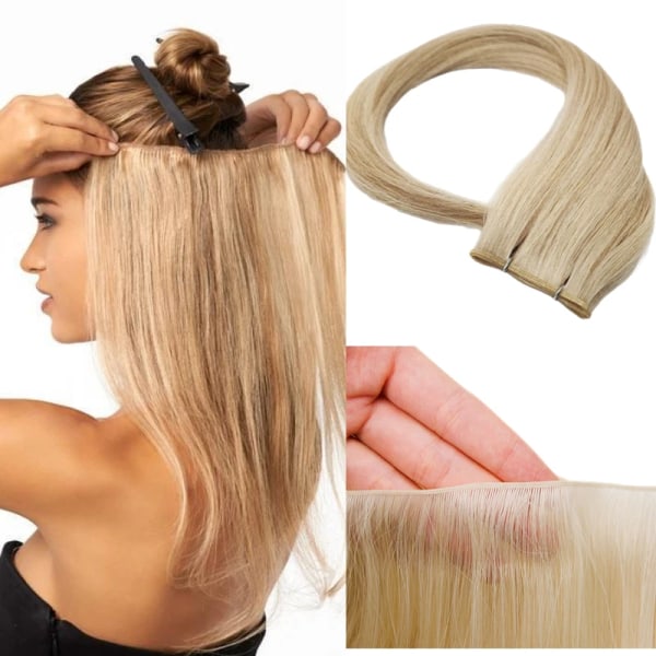 Genius Weft Real Human Hair Extensions Dubbla Drawn Human Hair Bundles 50G raka osynliga hårförlängningar för kvinnor 18 14inches