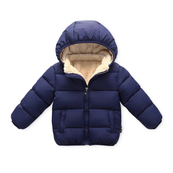 Baby / toddler Pojkar Flickor Casual Fluff Solid Långärmad Hooded Cotton Coat Black 3-4 Years