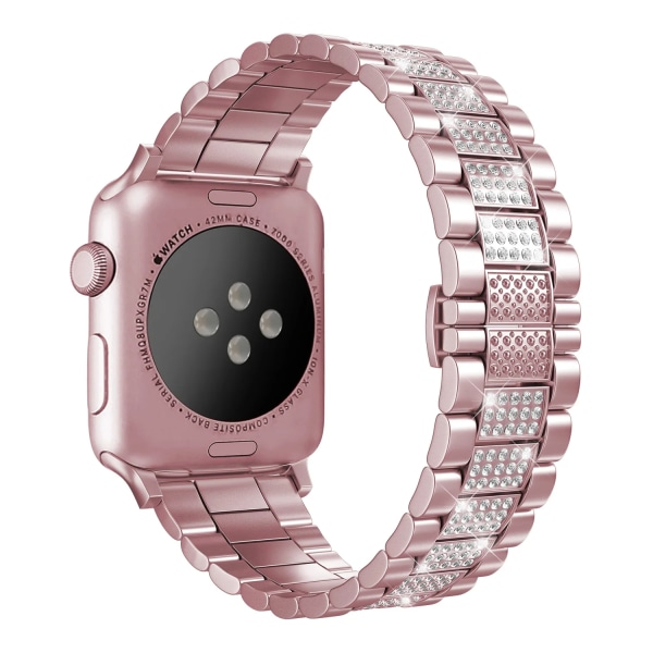 Metall diamantrem Kompatibel för Apple Watch 49mm 45mm 44mm 42mm 41mm 40mm ersättningsarmbandsrem För iwatch 8 7 6 5 4 3SE Rose pink For 42mm 44mm 45mm