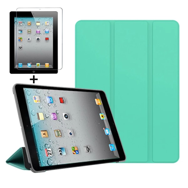 Case för IPad 2 3 4 9,7 tums PU- case Stativ Smart Cover För iPad2 iPad3 iPad4 Auto Sleep Wake Protective Funda iPad 2 3 4 Mint Green glass