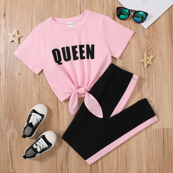 Sommar Fashionabla Kid Girl Casual Set Pink 10-11 Years