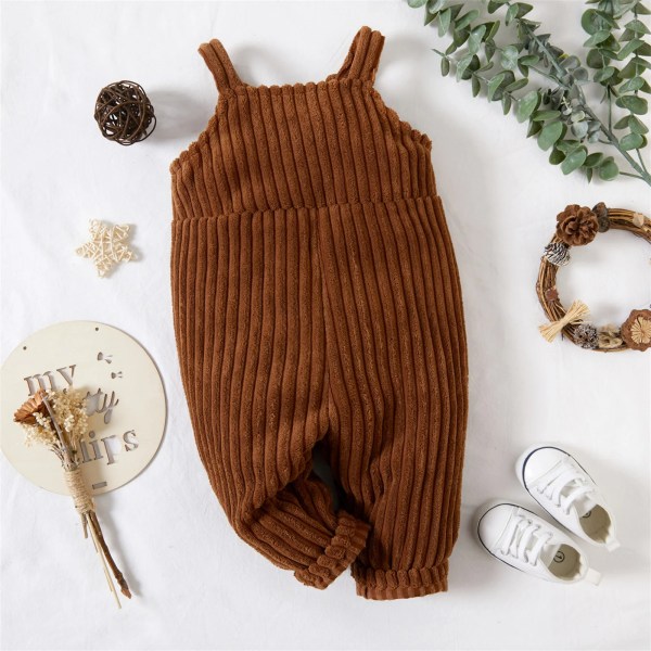 Baby Boy/Girl Solid Ribbed Fleece Overall Apricot 9-12 Months