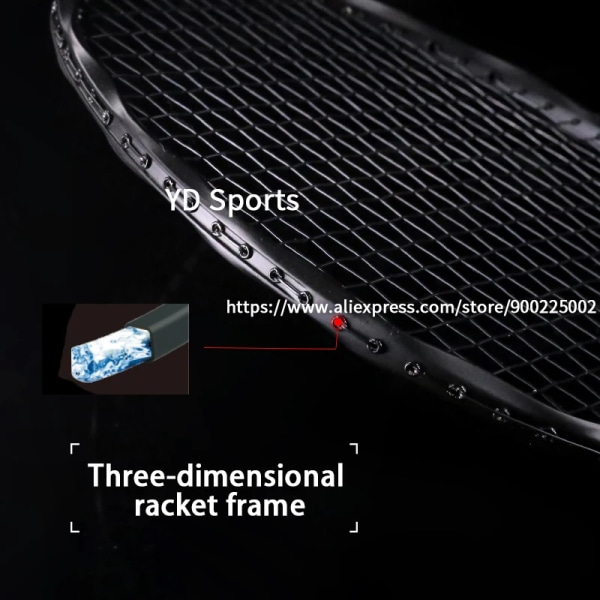 Svart Full Carbon Fiber Ultralätt 4U 82g Strung Badmintonracket 22-30LBS Professionell träningsracket Padel Speed ​​Racket Bag Black