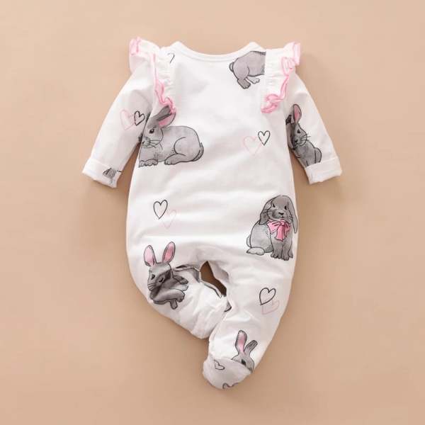 100 % bomull med print Footed/footie Långärmad baby jumpsuit White 6-9 Months