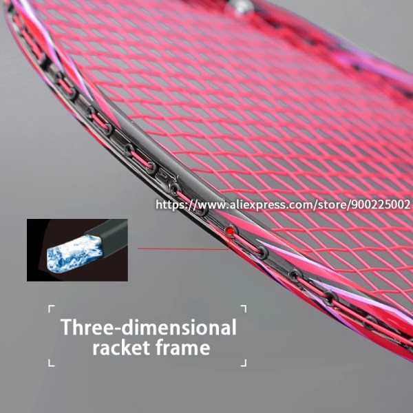 Professionell Super Light 8U 65-67G kolfiber badmintonracket med strängpåsar Raquette Strung Offensiv typ Racquet Padel Red