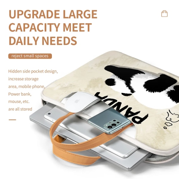 PU Laptopväska Panda Cover Case 12"13.3"14"15.6"17" Sleeve Multifunktionsväska för tecknad handtag för Macbook/HP/Asus/Acer/Lenovo SU-0467 17-17.3 inch