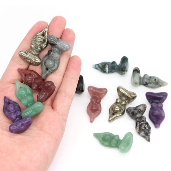 Yogagudinnastaty för sovrumsinredning Naturlig läkning Kristallsniden Abstrakt konsthantverk Reiki Meditationsfigur Partihandel 1,5" Black Obsidian 10pcs