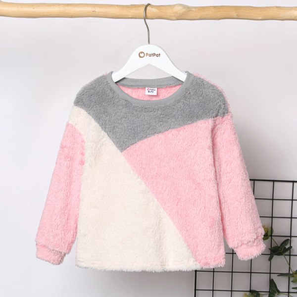 Kid Girl Sweet Colorblock Fleece Pullover Sweatshirt ColorBlock 6-7 Years