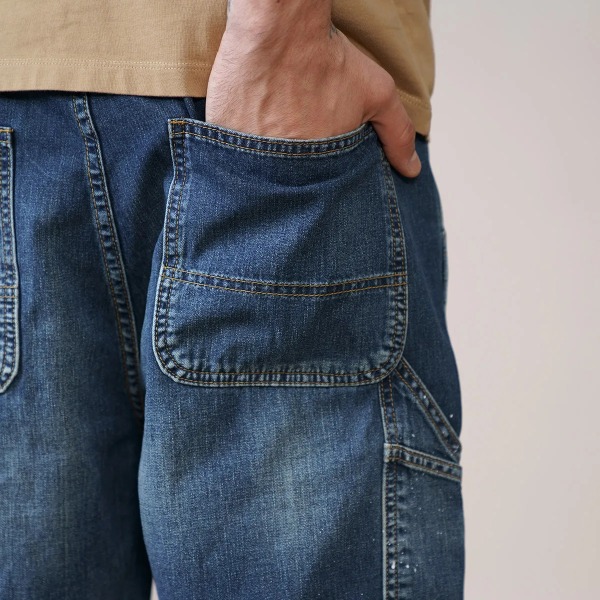 Sommar 2022 Nya löst sittande arbetskläder Herr Carpenter Short Oversize Cargo jeansshorts Jeans Plus Size Kvalitetskläder blue L