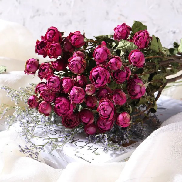 30st Torkad Naturlig Färsk Eternell Rose Blommor Konserverad Rose Blomma Bröllopsfavorit Gåva Hem Vardagsrum Bordsdekoration Color E 30pcs No Vase