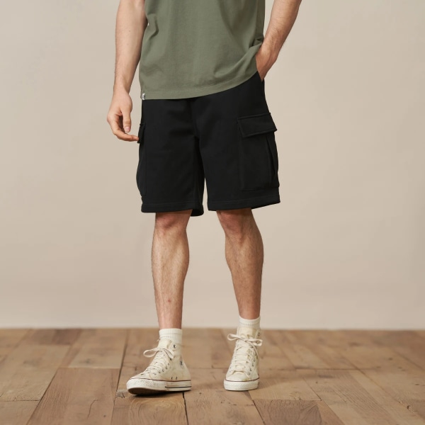 2022 Summer New Oversize Cargo Shorts Herr 410g Tungt tyg Sweatshorts Dragsko Hip Hop Byxor SL220297 Black XXL