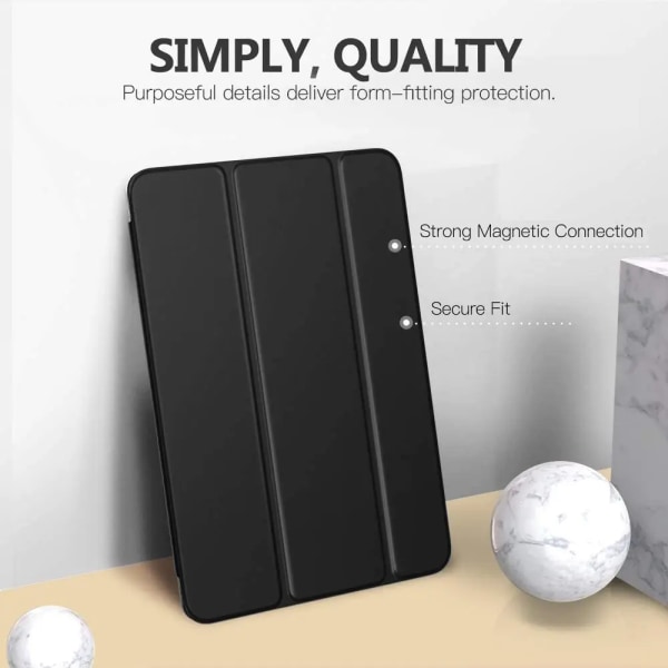 Case för Apple iPad Pro 11 2018 2020 2021 A2301 A2377 Trifold Stand Coque Magnetic Auto Wake Smart Cover + härdat glas iPad Pro 11 2018 Pure Black