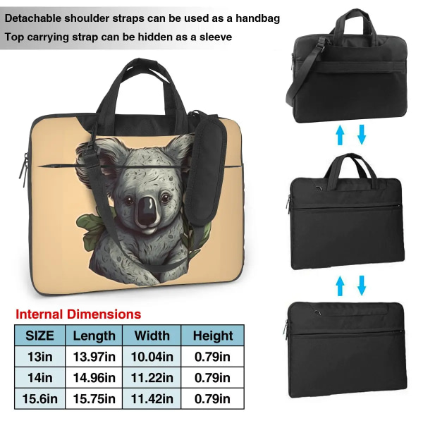 Koala Laptopväska Tecknad Naturstil För Macbook Air Pro Xiaomi Lenovo 14 15 15.6 Case Mode Vattentäta portföljer As Picture 13inch