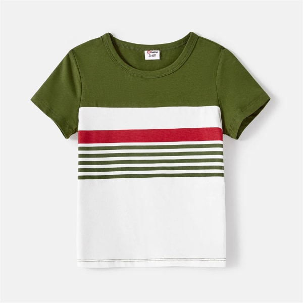 Matchande kläder för familjen Kortärmade T-shirts i bomull och print med knappar fram Cami Klänningar Set Armygreen Girl 2 Years