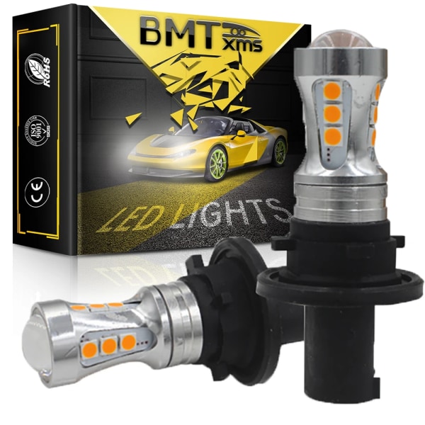 BMTxms Fordon Blinkers Lampa Canbus PH24WY SPH24 LED Bilbelysning Vit Bärnsten För Audi Cadillac GMC Lincoln Saab Bright 6000k White
