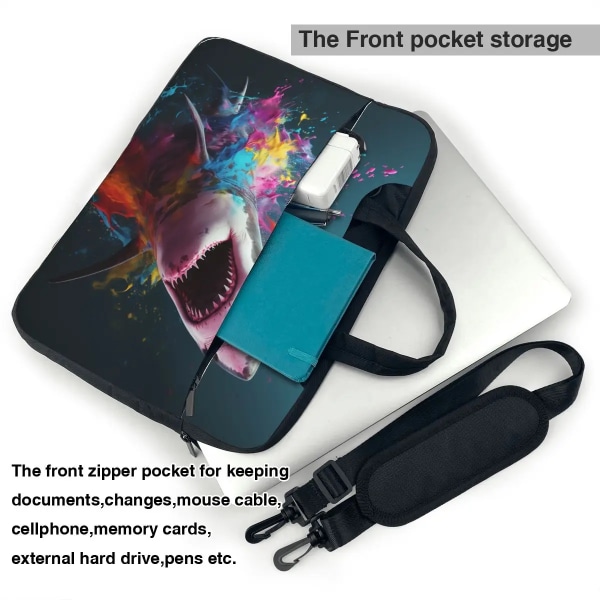 Shark Laptopväska Liquid Splash Explosion För Macbook Air Pro HP Huawei Case Kawaii Travel 13 14 15 15.6 Pouch As Picture 13inch