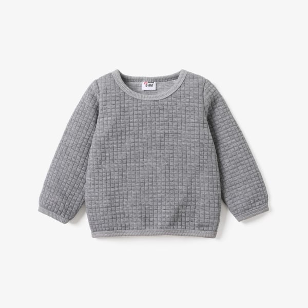 Baby pojke/flicka fast våffla texturerad långärmad tröja Grey 6-9Months
