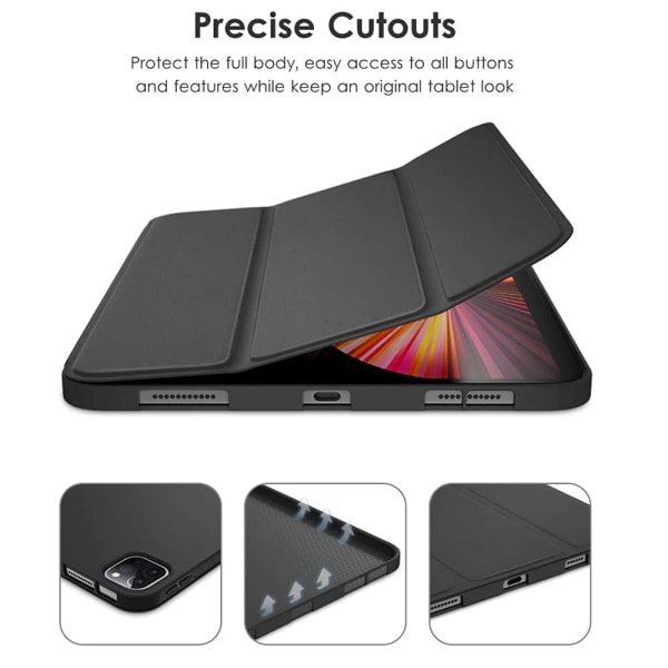 Case för Apple iPad 5:e 6:e 7:e 8:e 9:e 10:e generationen Magnetic Flip Smart Cover för iPad 9.7 10.2 2019 2020 2021 2022 iPad 7th 10.2 2019 Black Hard Shell