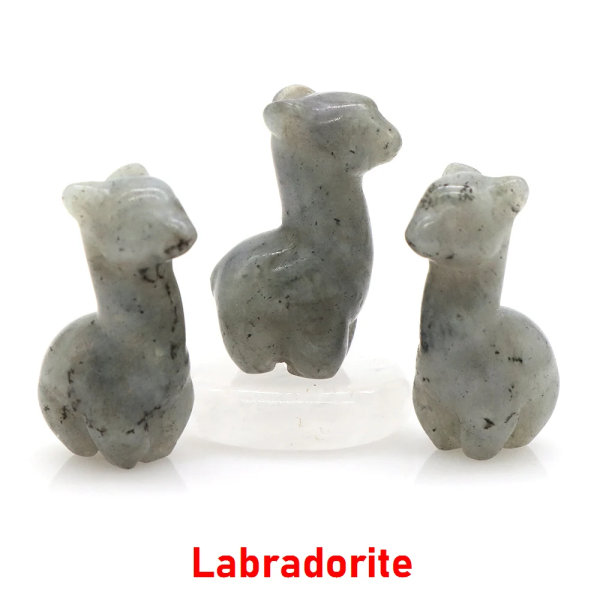 Naturlig alpacka Kristallsnideri Staty Quartz Chakras Reiki Djurfigurer Läkande ädelstenar Hantverk Heminredning Semesterpresent 1,2" Labradorite 10 pcs