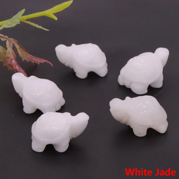 1" Mini Turtle Sköldpadda Naturstenar Helande Kristaller snidade djurfigurer Hantverk DIY-smycken Heminredning Prydnadsföremål Partihandel White Jade 20pcs