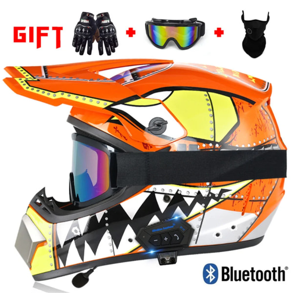 Motorcykel terränghjälm med Bluetooth Motorcykeltillbehör ATV Dirt DH Racing Motorcrosshjälmar för män Multiventilation F L