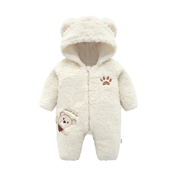 Ny höst- och vintertrendig björndesign Långärmad jumpsuit för baby och flickor baby White 12-18 Months