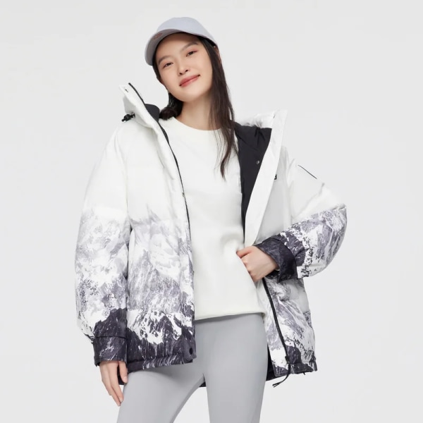 VINTER Ny dunjacka dam Klassisk mångsidig huva Kort Fashionabla personlig design Modejacka B20143308 Snow Mountain 9r17 M165