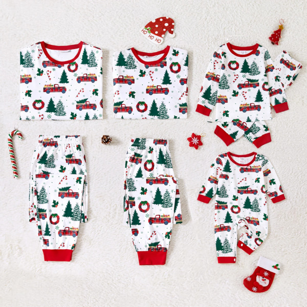 Julfamiljsmatchande överallt julgran och print Långärmade pyjamasset (flammsäker) Multi-color Baby3-6M