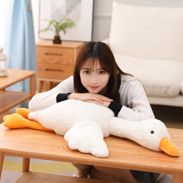 Kawaii Stretchable Kanin Anka Plyschleksak Gosedjur Mjuk Plysch Justerbar Ankkudde Docka Leksaker för barn Flickor Presentdekor 90cm duck