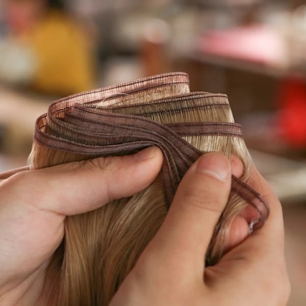 Hair Weft Virgin Hair Extensions Flat Silk Hair Weft 50g/2st Sy i buntar Riktigt människohår Slät rakt hår till salongen 613 20inches