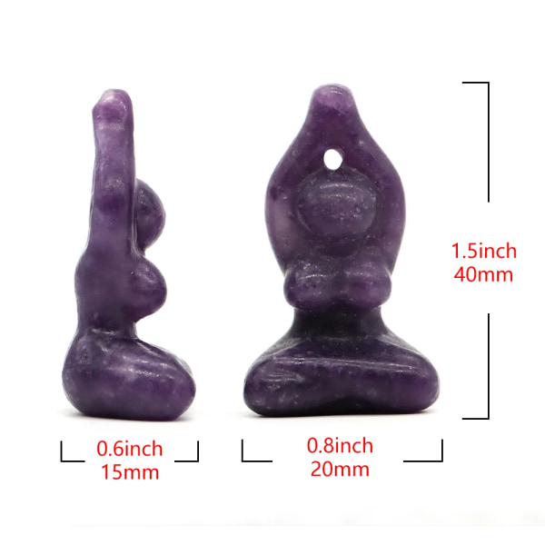 Yogagudinnastaty för sovrumsinredning Naturlig läkning Kristallsniden Abstrakt konsthantverk Reiki Meditationsfigur Partihandel 1,5" Lilac Lepidolite 5pcs