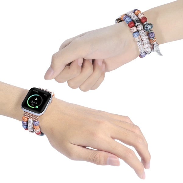 Smycken pärlband för Apple watch Ultra 49mm 8 7 45mm 41mm Dammode smart watch armband För iwatch 6 5 3 SE 40/42/44mm White green 42mm 44mm 45mm 49mm