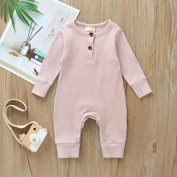 Nyankomst vår och höst Baby Boy Girl Bomullsstickad stil Solid cardigan Långärmad One Pieces Baby Rompers Ginger 3-6 Months